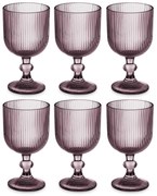 Zestaw kieliszków do wody, wina LINES z ryflowanego szkła, 6 sztuk, 370 ml
