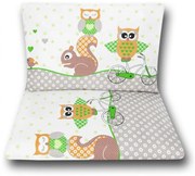 Pościel Do łóżeczka Niemowlęca Dziecięca Poszewki 120x90 - Sowy Na Rowerach Zieleń