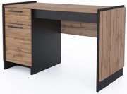Biurko z szufladą i szafką dąb wotan + czarny T3-A61