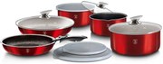 Zestaw czerwonych garnków z odpinaną rączką W8-G84