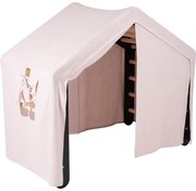 Duży Domek Z Drabinką Dla Dzieci 112x61x94 Cm Składaną Do Pokoju. Drewno, Len, Wiskoza, Różowy Domek, Czarna Drabinka. - Meowbaby®