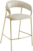 Hoker beżowy z oparciem w stylu glamour B1-F33