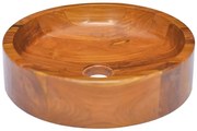 Okrągła umywalka nablatowa z drewna tekowego T4-B36