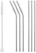 Słomki ze stali nierdzewnej, 6 sztuk + szczoteczka