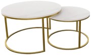 Zestaw Dwóch Stolików Kawowych W Stylu Glamur Marmur + Złoty A1-H92