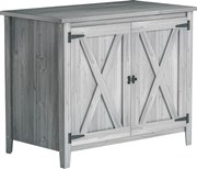 Outsunny Szafka Ogrodowa, Drewniana Szafka na Narzędzia Ogrodowe, Szafka zewnętrzna na Taras, z Podwójnymi Drzwiami, Design Stodoły, Jasnoszary