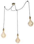 Złota lampa wisząca 3-punktowa z wbudowanym LED, złota, ściemniana - Cava Luxe Nowoczesny Oswietlenie wewnetrzne