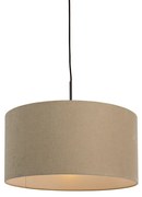 Rustykalna lampa wisząca czarna z beżowym kloszem 50cm - Combi Nowoczesny Oswietlenie wewnetrzne