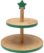 Patera bambusowa na ciastka, 2 poziomy, zielony