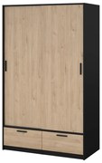 Czarno-naturalna szafa w dekorze dębu z drzwiami przesuwnymi 121x200 cm Line – Tvilum