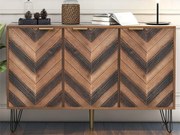 Bufet - 3 drzwi i 6 przegród - styl retro - Brązowy