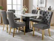 Zestaw 6 krzeseł welurowych z metalowymi nogami - Szary