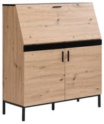 Sekretarzyk z 2 szafkami - MDF - Kolor naturalny i czarny - MALEDA