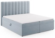 Jasnoniebieskie łóżko boxspring ze schowkiem 180x200 cm Gina – Milo Casa