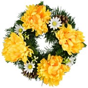 Wianek na Dzień Zaduszny Żółte chryzantemy, 20 cm