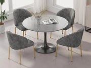 Zestaw 4 Krzeseł z tkaniny chenille - złocone metalowe nogi - krzesło do toaletki - krzesło do jadalni - Szary