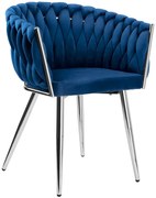 Niebieskie krzesło na chromowanych nogach F4-W44
