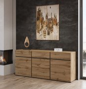 Komoda CROSS 3D3S 180cm dąb wotan/czarna HELVETIA