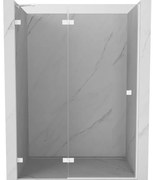 Mexen Lunar drzwi prysznicowe uchylne lewe 130 cm, transparent, białe - 834-130-000-20-00-L