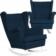 Fotel uszak bujany skandynawski welur Hunter Family Meble granatowy