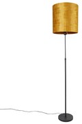 Lampa podłogowa regulowana czarna klosz welurowy złoty 40cm - Parte Nowoczesny Oswietlenie wewnetrzne
