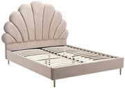 Łóżko muszlowe 140 x 190 cm - Welur - Beżowy - LIVAYA