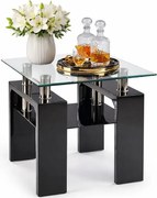 Kwadratowa Szklana Czarny Ława Połysk Z3-K78