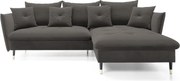 Narożnik GLAM Prawostronny z funkcją spania, zestaw z poduszkami wolnostojący tkanina RIVIERA 95 Ciemny szary DOMO HOME