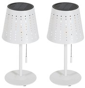 Zewnetrzna Zestaw 2 lamp stołowych białych w tym LED 3-stopniowy ściemniacz ładowanie i energia słoneczna - FerreDesignerski Oswietlenie zewnetrzne
