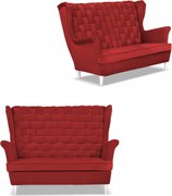 Sofa uszak Carol czerwona skandynawska kanapa 2-os. sprężynach Family Meble