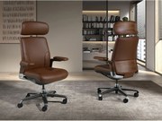 Brązowe obrotowe krzesło biurowe z imitacji skóry 4211 ANGEL CERDA