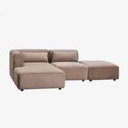 Dwuczęściowa Szezlong Modułowa Lewa Z Pufą Fogler Sztruksu Camel - Sklum