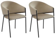 Zestaw 2 krzeseł z podłokietnikami z weluru i czarnego metalu - Beżowy - ORDIDA marki Pascal Morabito