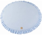 Mata Do Zabawy 100cm Dla Dziecka Okrągła Z Falbanką, Welurowy, Błękitna - Meowbaby®