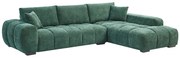 Kanapa narożna prawostronna z zieloną teksturowaną tapicerką - BERENIA