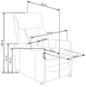 JORDAN fotel wypoczynkowy popielaty tradycyjny tkanina funkcja relax