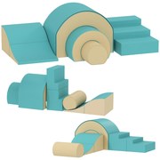 AIYAPLAY 5-częściowy zestaw miękkich bloków dla niemowląt i małych dzieci, pianka, sztuczna skóra, 5 kreatywnych form, zestaw do wspinaczki wewnętrznej, raczkowania, zabawy, zielony