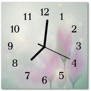 Zegar szklany kwadratowy Kwiaty