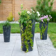 Donica ogrodowa wysoka Tubus Slim Beton Effect 76 cm antracytowy PROSPERPLAST