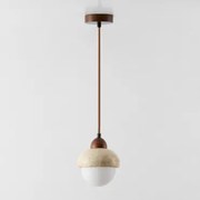 Lampa Sufitowa Wisząca Ø15 Cm Z Trawertynu I Drewna Davise Travertine - Sklum
