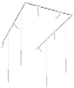 Nowoczesny system oświetleniowy szynowy z 6 reflektorami i 4 lampami wiszącymi biały 1-fazowy - Slimline Uzzy Keno