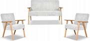 Zestaw mebli PRL retro SOLER sofa fotele Family Meble szary sztruks Anafi