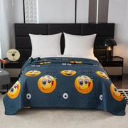 Narzuta na łóżko ze wzorem GŁODNY EMOTIKON szary Rozmiar: 170 x 210 cm