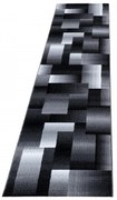 Dywan nowoczesny Miami Kwadraty szaro-czarne 80 cm x 300 cm