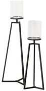 Szklane świeczniki na metalowym stelażu Cosa, 75-95 cm