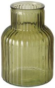 Wazon szklany RELEA, zielony, ryflowane szkło, 20 cm