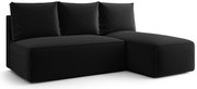 Czarna rozkładana sofa narożna z funkcją spania C6-A00