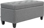 HOMCOM ławka tapicerowana z pojemnikiem na buty do przedpokoju tkanina poliestrowa drewno jasnoszary 100x40x44 cm | Aosom PL