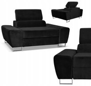 Fotel wypoczynkowy Bosso salon Family meble czarny welur reg zagłówek