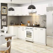 Zestaw kuchenny narożny OLIWIA 3.0m Biały 300 cm 11 drzwi 1 szuflada kolor Biały mat 16 półek 300x46x203 cm